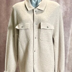 Reiss Cream Lightweight Shirt Jacket Shacket Classic Collar Relaxed Fit